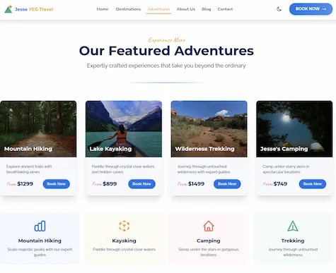 Adventure Travel desktop design