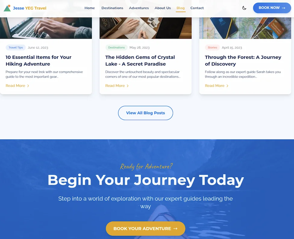 Adventure Travel Platform Website