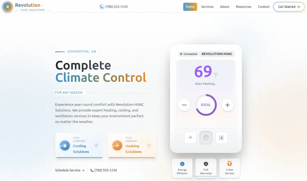 Revolution HVAC Solutions Website