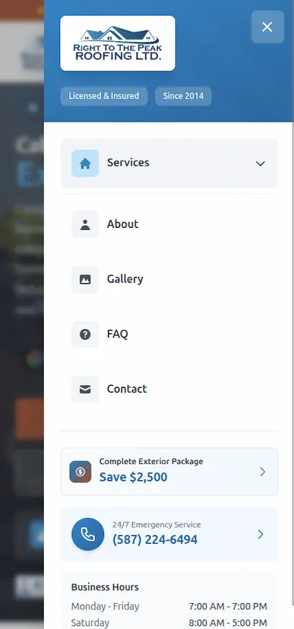 Right to the Peak mobile design